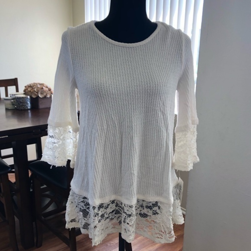 Style & Co. Northern Lights Winter White Top sz S
